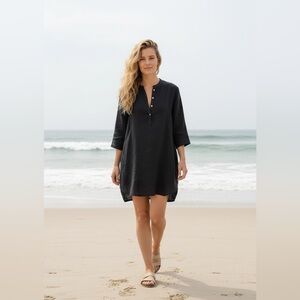 Jess brown Atelier Tunic in black linen